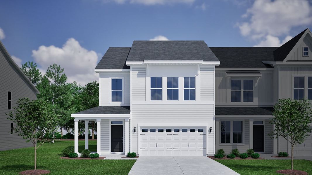 Representative exterior photo of a completed home built from the Hydrangea - Vanguard Collection by Mungo Homes in Jessups Place, Greensboro, NC (Image 18). Representative exterior photo of a completed home built from the Hydrangea - Vanguard Collection by Mungo Homes in Jessups Place, Greensboro, NC (Image 18).