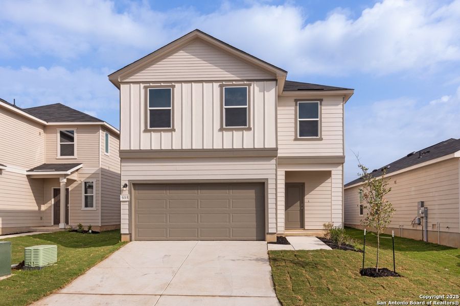 Front exterior of a new home in Southton Cove, Elmendorf, TX, highlighting curb appeal (Image 9). Front exterior of a new home in Southton Cove, Elmendorf, TX, highlighting curb appeal (Image 9).