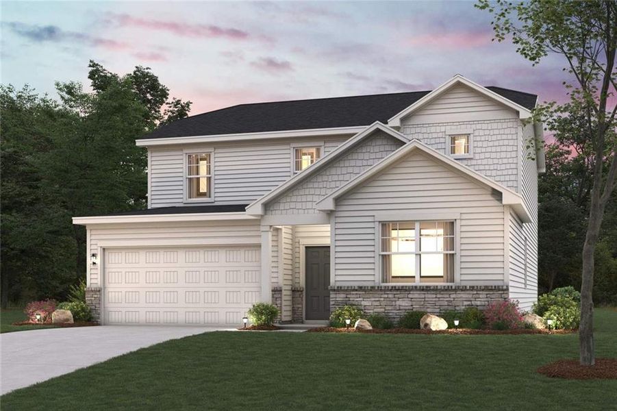 Front exterior of a new home in Belleview Manor, Fairburn, GA, highlighting curb appeal (Image 21).