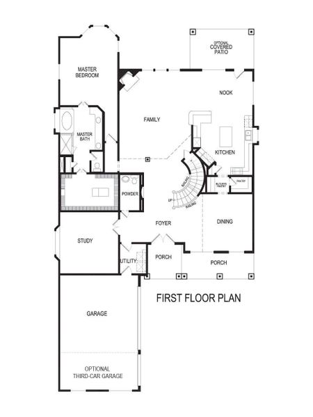 2D floor plan layout for the Crestfield FSW (w/Media) by First Texas Homes in La Frontera, Fort Worth, TX (Image 3).