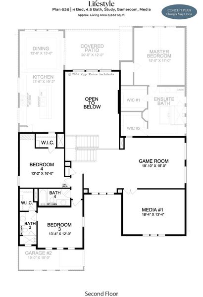 2D floor plan layout for the L636 by Lifestyle Homes in Heritage Series 64s, Frisco, TX (Image 4). 2D floor plan layout for the L636 by Lifestyle Homes in Heritage Series 64s, Frisco, TX (Image 4).