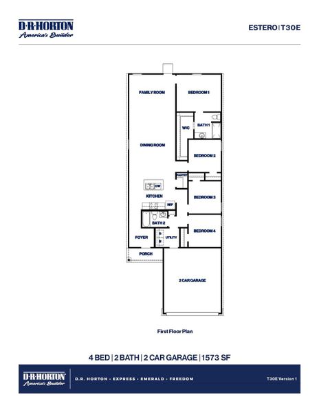 2D floor plan layout for the Estero by D.R. Horton in Porters Mill, New Caney, TX (Image 3). 2D floor plan layout for the Estero by D.R. Horton in Porters Mill, New Caney, TX (Image 3).