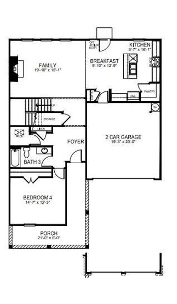 2D floor plan layout of this home in Avalon of Gastonia, Gastonia, NC (Image 3).