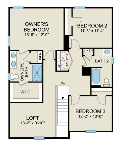 2D floor plan layout for the Freelance - Single Family Homes by Dream Finders Homes in Brantley Place, Sanford, NC (Image 4). 2D floor plan layout for the Freelance - Single Family Homes by Dream Finders Homes in Brantley Place, Sanford, NC (Image 4).