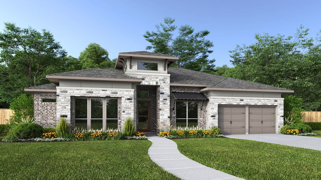 Representative exterior photo of a completed home built from the 3578W by Perry Homes in Lakes of Cane Island, Katy, TX (Image 21).