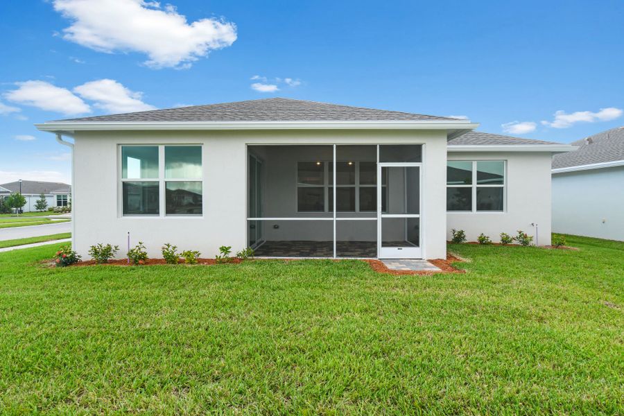 Exterior details and patio area of a home in Del Webb Tradition, Port St. Lucie (Image 24).