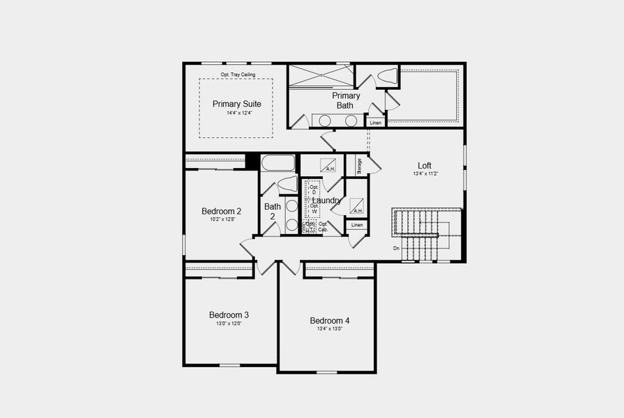 2D floor plan layout for the Monterey by Taylor Morrison in Hillcrest, San Antonio, FL (Image 4).