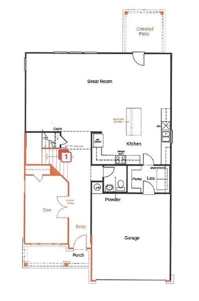 2D floor plan layout of this home in Sonterra - Cool Water, Jarrell, TX (Image 3).