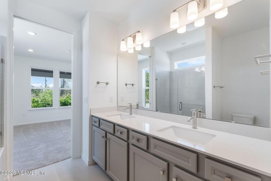 Furnished interior view inside a new home in Del Webb Wildlight, Yulee (Image 14).