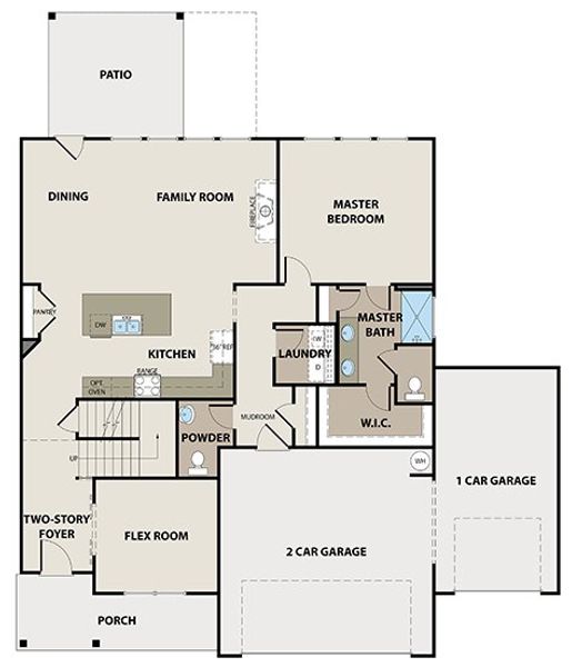 2D floor plan layout for the Peachwood 3-Car by Peachtree Building Group in Patillo Manor, Stockbridge, GA (Image 2). 2D floor plan layout for the Peachwood 3-Car by Peachtree Building Group in Patillo Manor, Stockbridge, GA (Image 2).