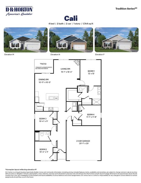 2D floor plan layout for the Plan by D.R. Horton in Olive Branch, Clayton, NC (Image 3).