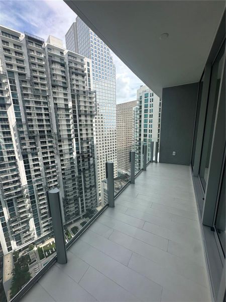 Exterior details and patio area of a home in Aston Martin Residences, Miami (Image 3).