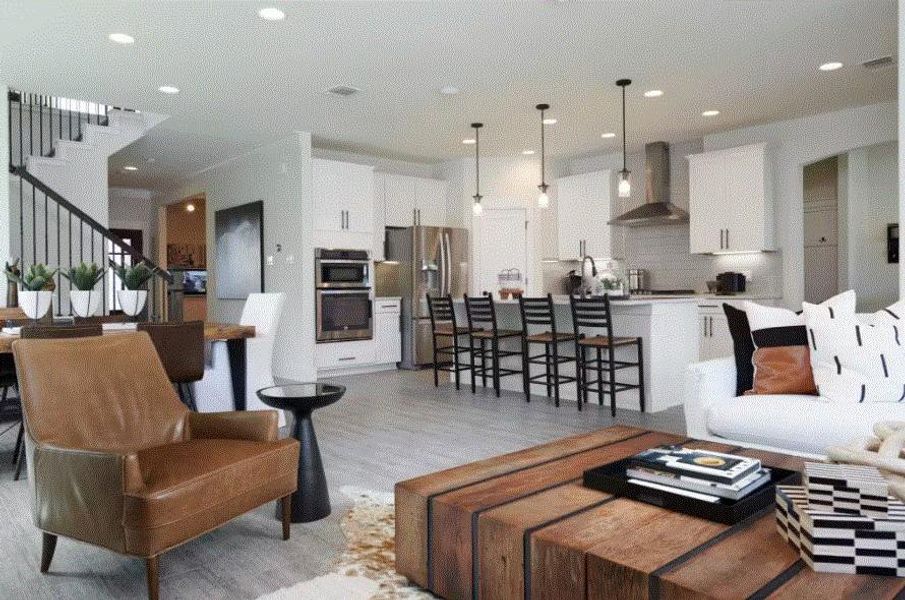 Photo of Pulte model home with same floor plan, not of actual home listed.