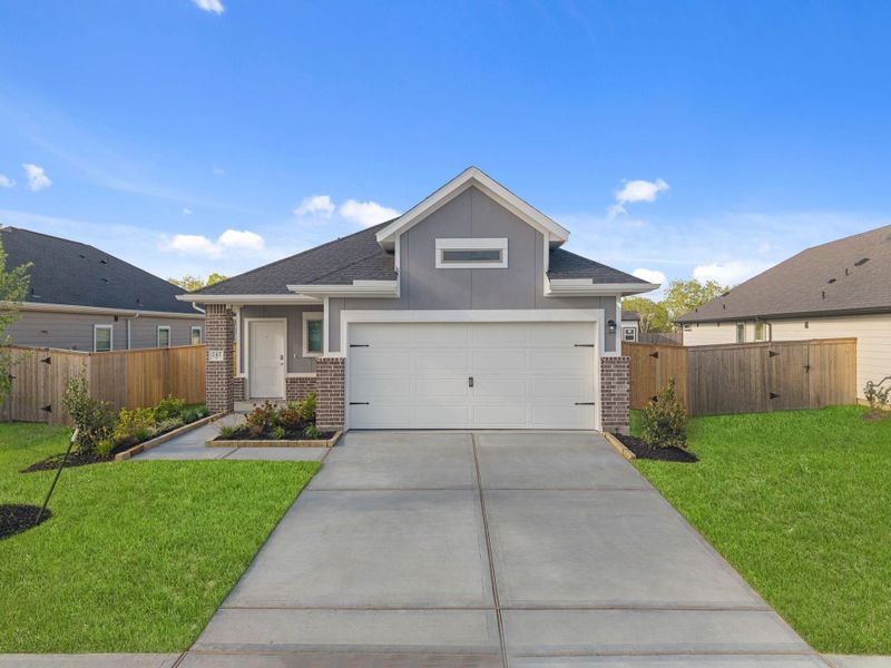 Front exterior of a new home in Laurel Landing, Alvin, TX, highlighting curb appeal (Image 20).