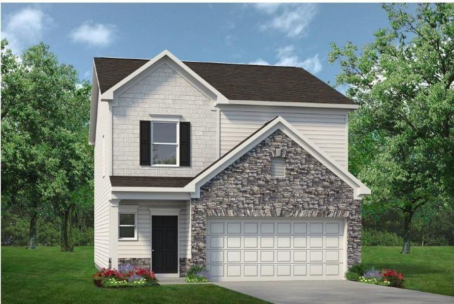 Front exterior of a new home in Sanders Park, Austell, GA, highlighting curb appeal (Image 1).