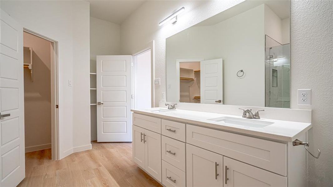 Spacious master bath with double sinks