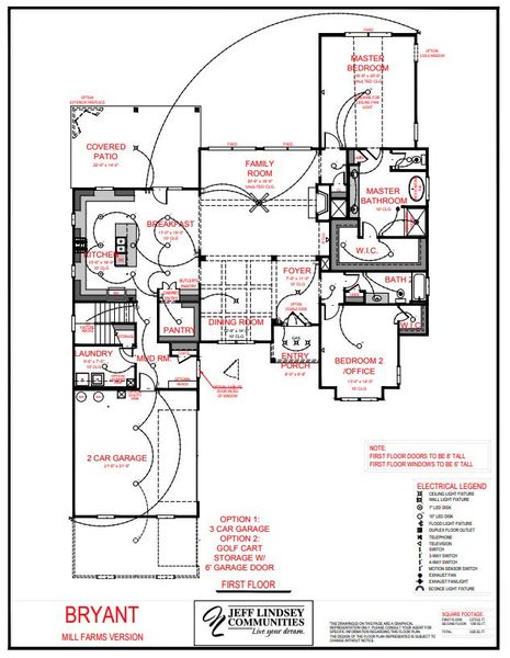 2D floor plan layout for the Bryant F by Jeff Lindsey Communities in Mill Farms, Peachtree City, GA (Image 3). 2D floor plan layout for the Bryant F by Jeff Lindsey Communities in Mill Farms, Peachtree City, GA (Image 3).