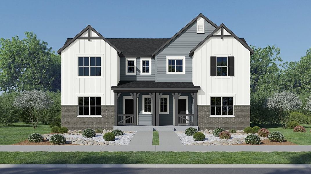 Front exterior of a new home in Timber Lark, Fort Collins, CO, highlighting curb appeal (Image 1). Front exterior of a new home in Timber Lark, Fort Collins, CO, highlighting curb appeal (Image 1).
