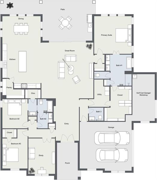 2D floor plan layout of this home in The Retreat, Cleburne, TX (Image 4).