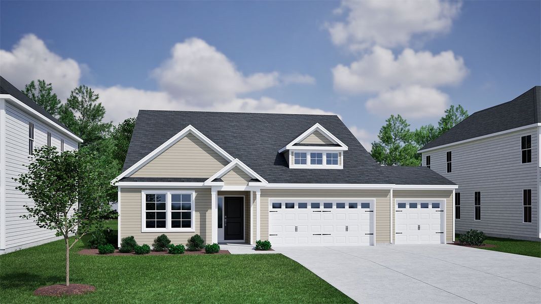 Representative exterior photo of a completed home built from the Decatur - Genesis Value Collection by Mungo Homes in Fairway Woods at Wyboo, Manning, SC (Image 3).