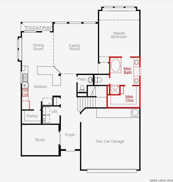 2D floor plan layout of this home in The Parklands, Schertz, TX (Image 3).