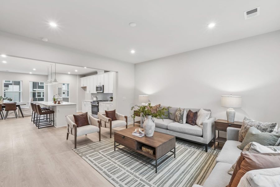 Representative furnished interior of a home built from the Huck by Tri Pointe Homes in Twinleaf Townes, Chapel Hill (Image 9). Representative furnished interior of a home built from the Huck by Tri Pointe Homes in Twinleaf Townes, Chapel Hill (Image 9).