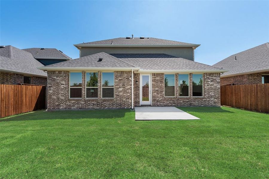 Front exterior of a new home in Sutton Fields, Celina, TX, highlighting curb appeal (Image 19).