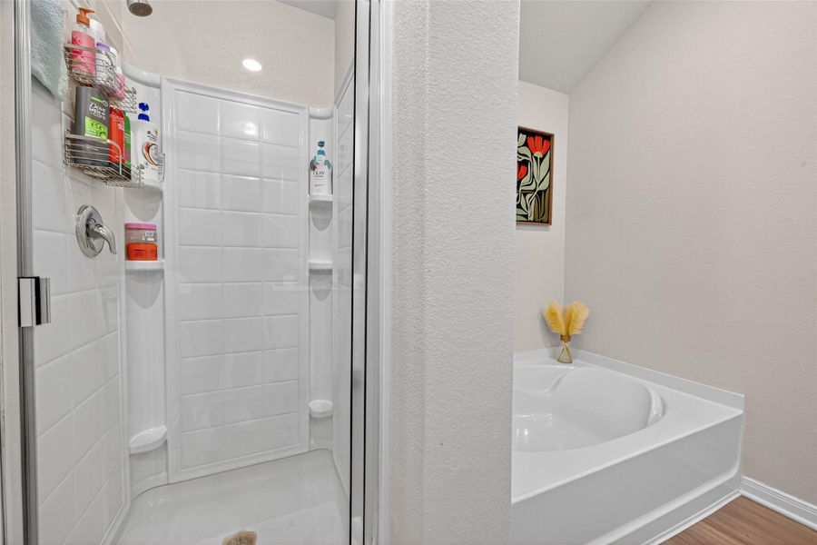 Separate shower and tub. Separate shower and tub.