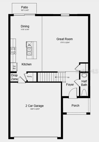 2D floor plan layout of this home in Marion Creek, Haines City, FL (Image 3).