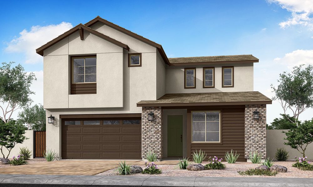 Representative exterior photo of a completed home built from the Laurel Plan 4002 by Tri Pointe Homes in Waterston Central, Gilbert, AZ (Image 21).