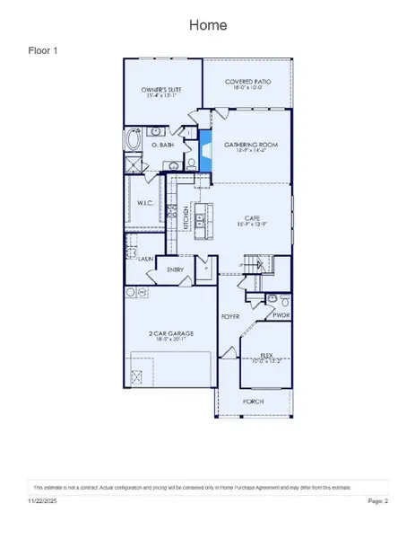 2D floor plan layout of this home in Montgomery Bend, Montgomery, TX (Image 4).