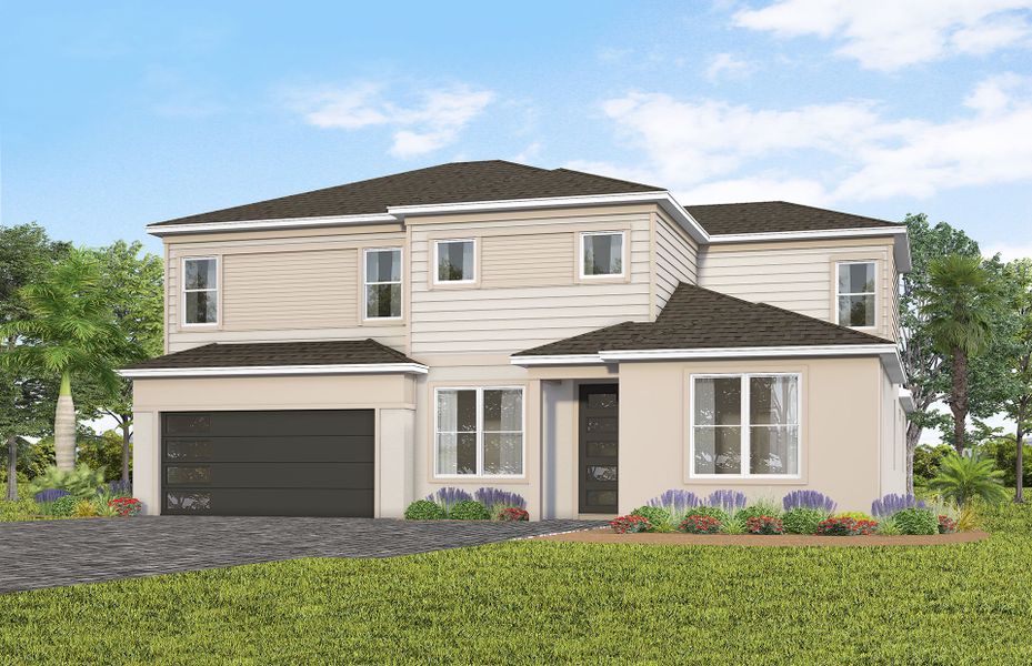 Representative exterior photo of a completed home built from the Merlot Grand by Pulte Homes in Lakehaven Estates, Clermont, FL (Image 7). Representative exterior photo of a completed home built from the Merlot Grand by Pulte Homes in Lakehaven Estates, Clermont, FL (Image 7).