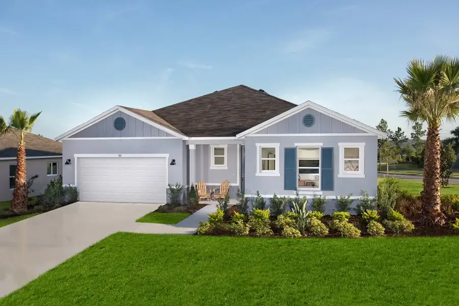 Representative exterior photo of a completed home built from the 2178 by KB Home in Sheeler Park I, Apopka, FL (Image 12). Representative exterior photo of a completed home built from the 2178 by KB Home in Sheeler Park I, Apopka, FL (Image 12).
