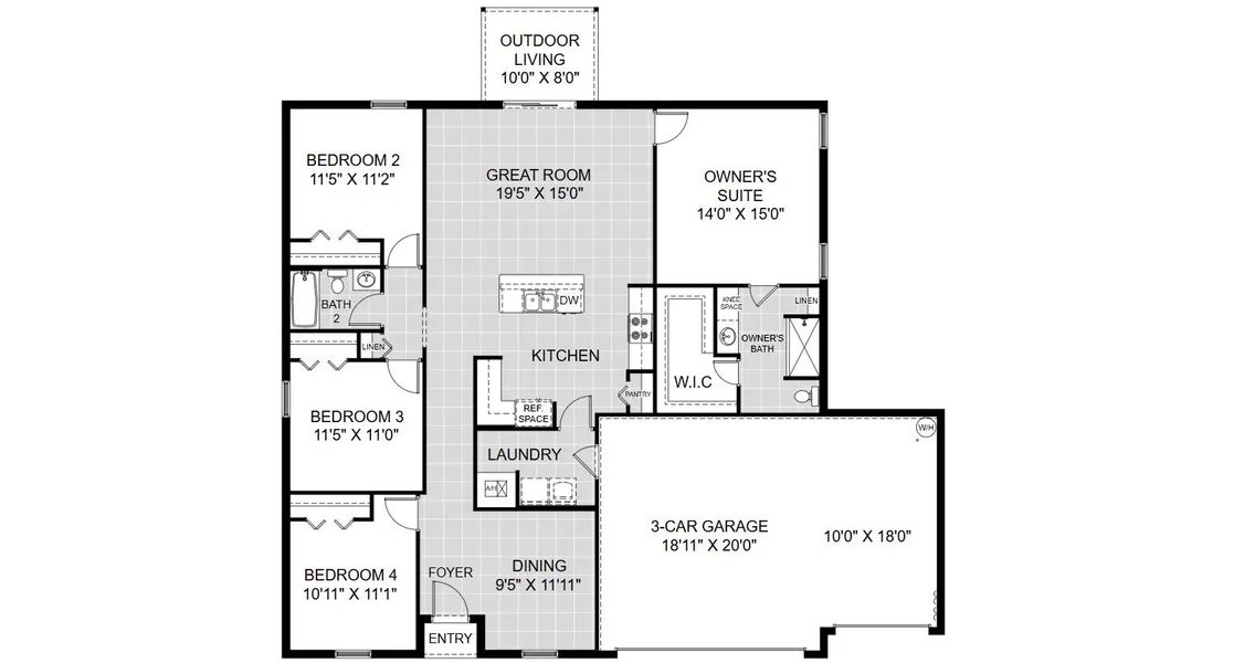 2D floor plan layout of this home in Lehigh Acres, Lehigh Acres, FL (Image 3).