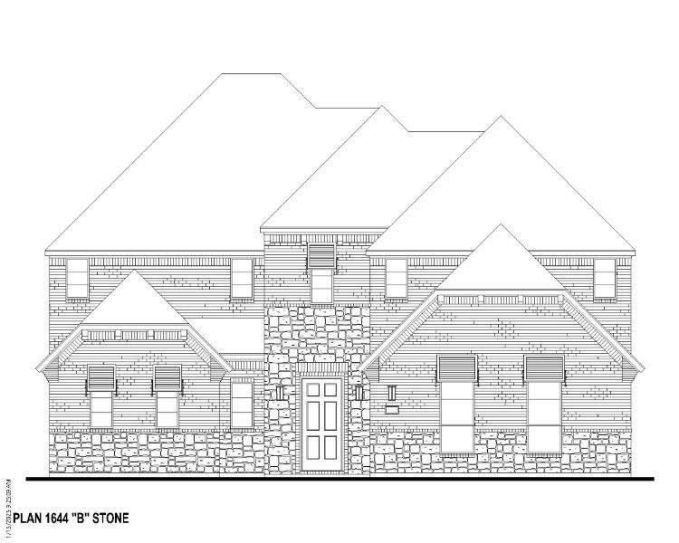 Plan 1644 Elevation B w/ Stone