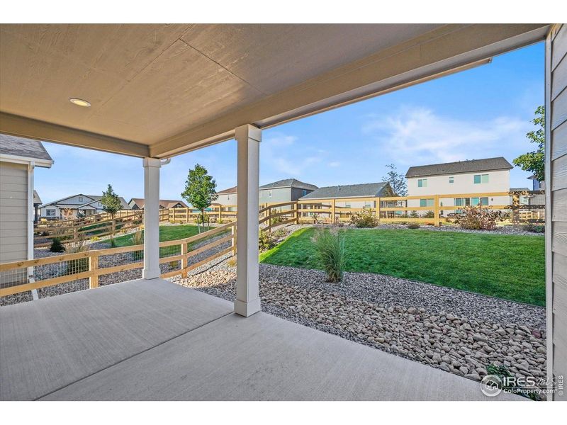 Exterior details and patio area of a home in Prairie Song, Windsor (Image 3).