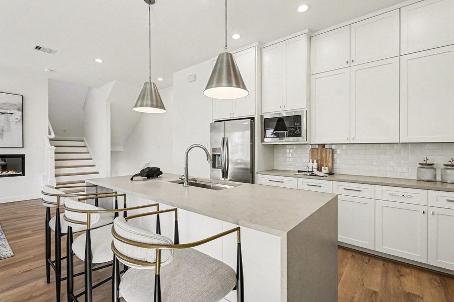 Great cabinetry all the way to the ceiling for maximum storage.