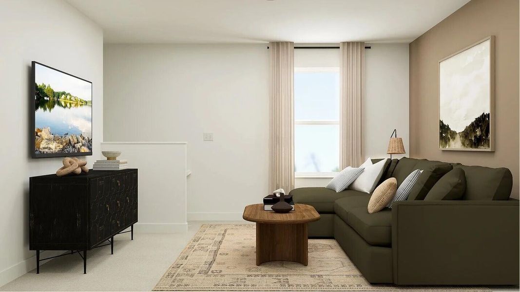 Furnished interior view inside a new home in Lindera Preserve at Cane Bay Plantation: Sabal Collection, Summerville (Image 16). Furnished interior view inside a new home in Lindera Preserve at Cane Bay Plantation: Sabal Collection, Summerville (Image 16).