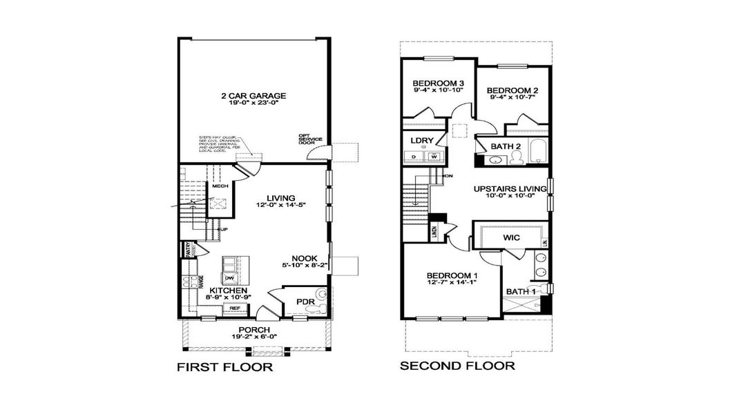 2D floor plan layout for the MUIRFIELD by D.R. Horton in Revere at Johnstown, Johnstown, CO (Image 3).