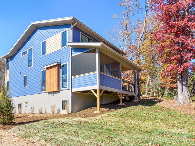 Exterior details and patio area of a home in , Asheville (Image 29).
