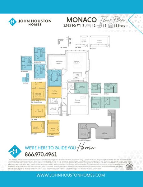 2D floor plan layout for the Monaco by John Houston Homes in Somerset - Phase 5, Mansfield, TX (Image 3). 2D floor plan layout for the Monaco by John Houston Homes in Somerset - Phase 5, Mansfield, TX (Image 3).