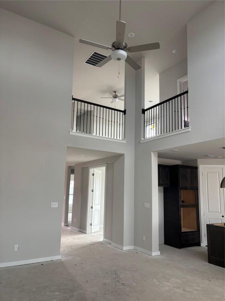 Family Room with soaring ceiling