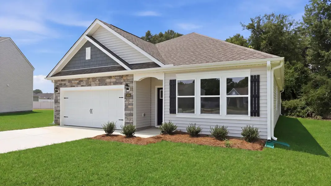 Front exterior of a new home in Villa Grande, Winterville, NC, highlighting curb appeal (Image 18).