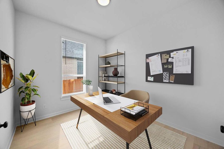 Office featuring light wood-type flooring and baseboards Office featuring light wood-type flooring and baseboards