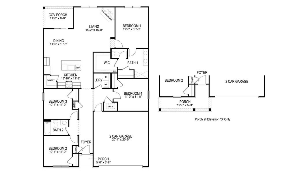 2D floor plan layout of this home in Millstone Village, Morristown, TN (Image 2).