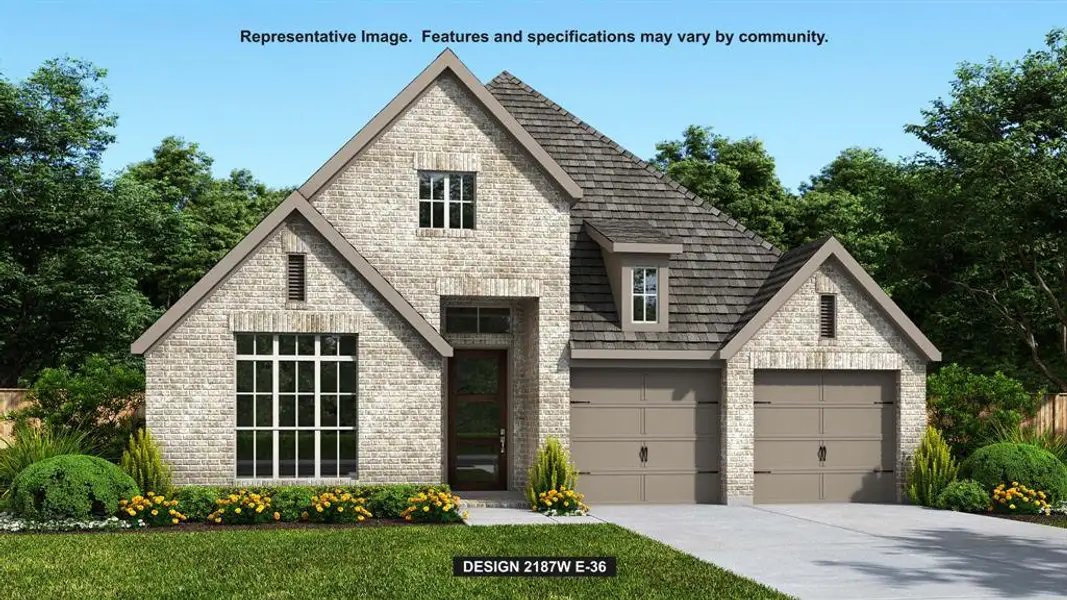 Front exterior of a new home in M3 Ranch 50', Mansfield, TX, highlighting curb appeal (Image 1). Front exterior of a new home in M3 Ranch 50', Mansfield, TX, highlighting curb appeal (Image 1).