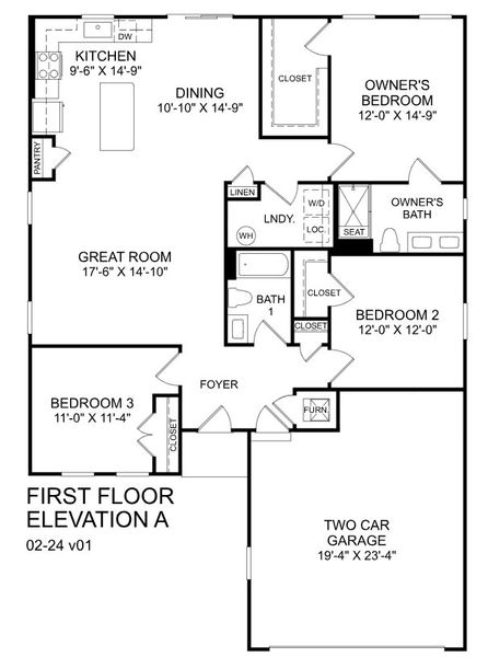 2D floor plan layout for the Grand Cayman by Ryan Homes in Reidville Town Center Cottages, Duncan, SC (Image 2).