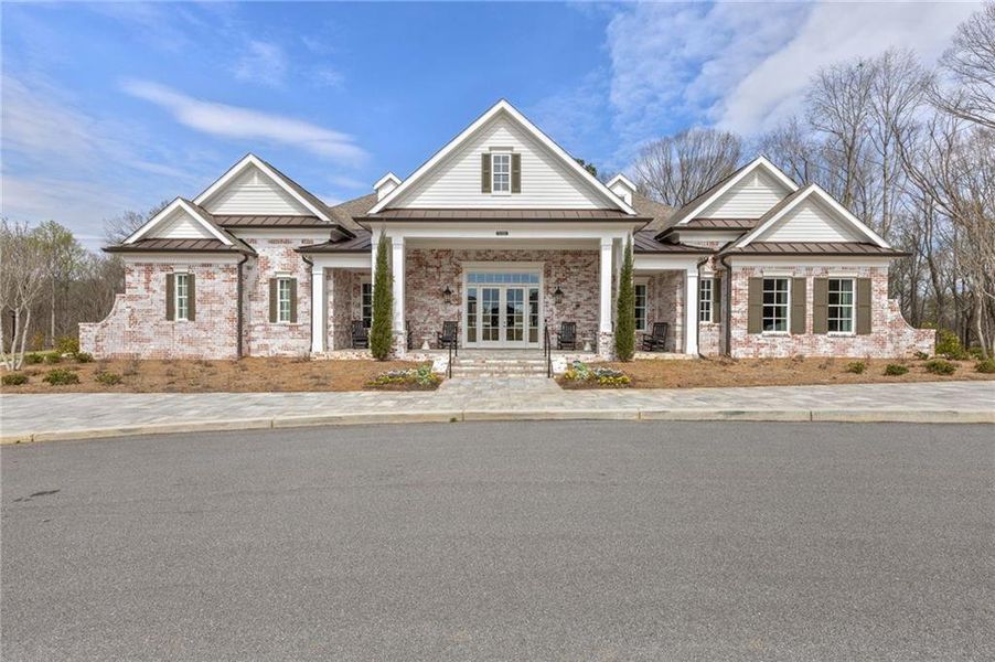 Front exterior of a new home in , Peachtree Corners, GA, highlighting curb appeal (Image 25). Front exterior of a new home in , Peachtree Corners, GA, highlighting curb appeal (Image 25).