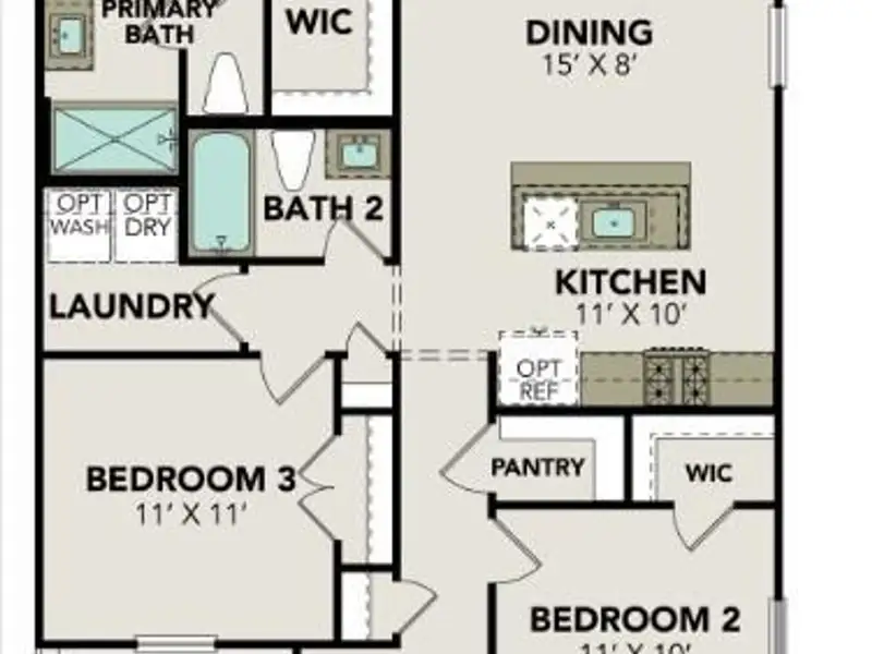 2D floor plan layout of this home in The Villages at WestPointe, Dayton, TX (Image 4).
