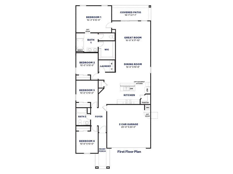 2D floor plan layout of this home in The Ridge at Stone Butte, Phoenix, AZ (Image 4).